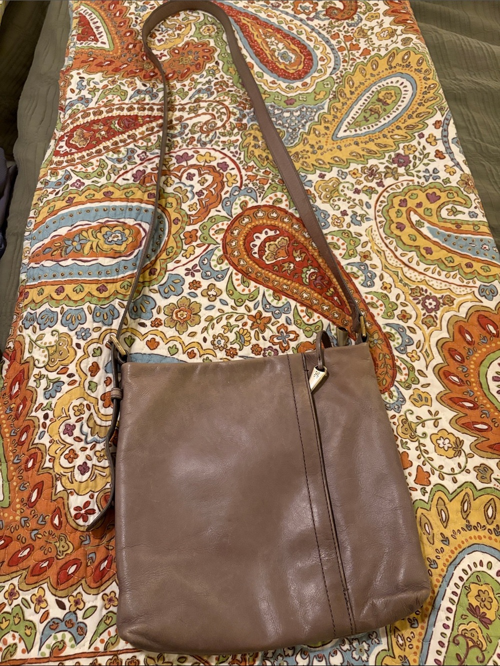 HOBO Taupe Leather Crossbody Bag